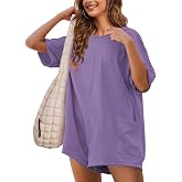 TAQCUX Womens Summer Tshirt Rompers Casual Oversized Short Sleeve Romper | Loose Athletic Workout Jumpsuit Overalls, V-Back Reversible, Wide Legs, Comfy Cotton Blend for Beach, Vacation, Lounge, Daily