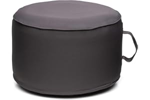 QILLOWAY Indoor/Outdoor Inflatable Stool,Round Ottoman,All Weather Foot Rest for Camping or Home,Dark Grey