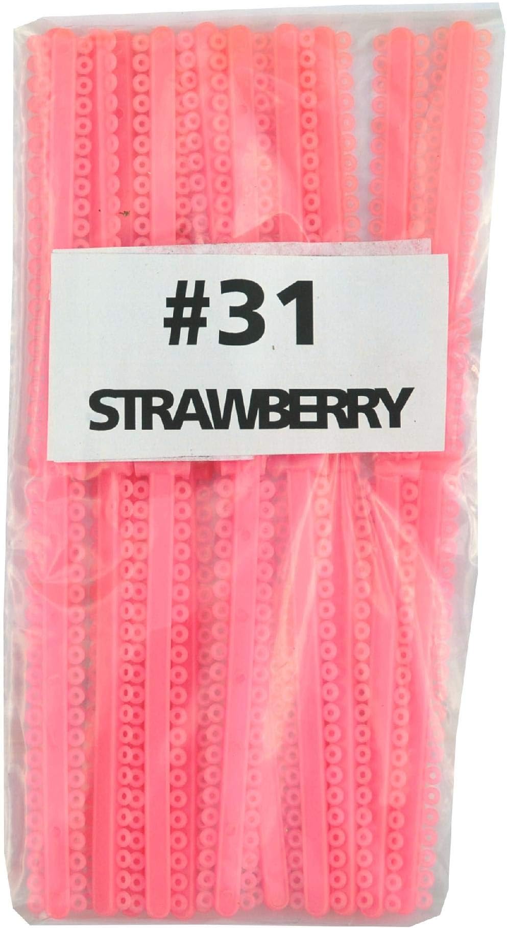 Dental Orthodontic Ligature Ties (#31 STRAWBERRY) Elastomeric O-rings Braces Rubber Bands (1056 pcs) Long Sticks