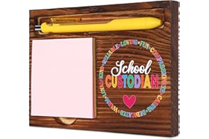 VIVOPISEW School Custodian Desk Organizer with Pen Trough, Back to School Gifts for School Maintenance and Janitorial Staff, Appreciation Gifts for Facility Workers, Desk Retro Note Pad Holder VN494
