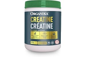 Organika Canadian-Made Creatine Powder- Pure Micronized Creatine Monohydrate - Helps Build Lean Muscle, Increase Strength, an