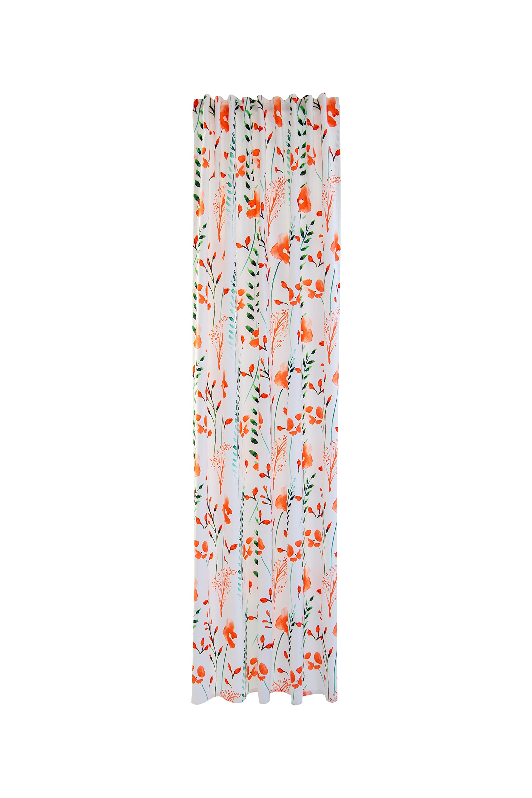 Floral Orange Curtain | Opaque Leaves Modern | Living Room Bedroom Children's Room | 140 x 245 cm