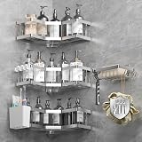 AceMining Shower Caddy 5 Pack Silver No Drilling Adhesive Shelf 201 Stainless