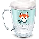 Tervis Christmas Holiday Fox Made in USA Double Walled Insulated Tumbler Travel Cup Keeps Drinks Cold & Hot, 16oz Mug, Classic