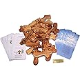Holy Land Market 25 Small Olive Wood Hand Crosses - 2.5 Inch Pocket Palm Crucifix | Handmade Jerusalem Crosses - Christian Gifts with Certificates & Lord Prayer Card | Meditation & Prayer Crosses