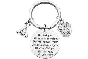 FEELMEM Baseball Gift Baseball Player Gift Behind You Keychain Baseball Mom Gift