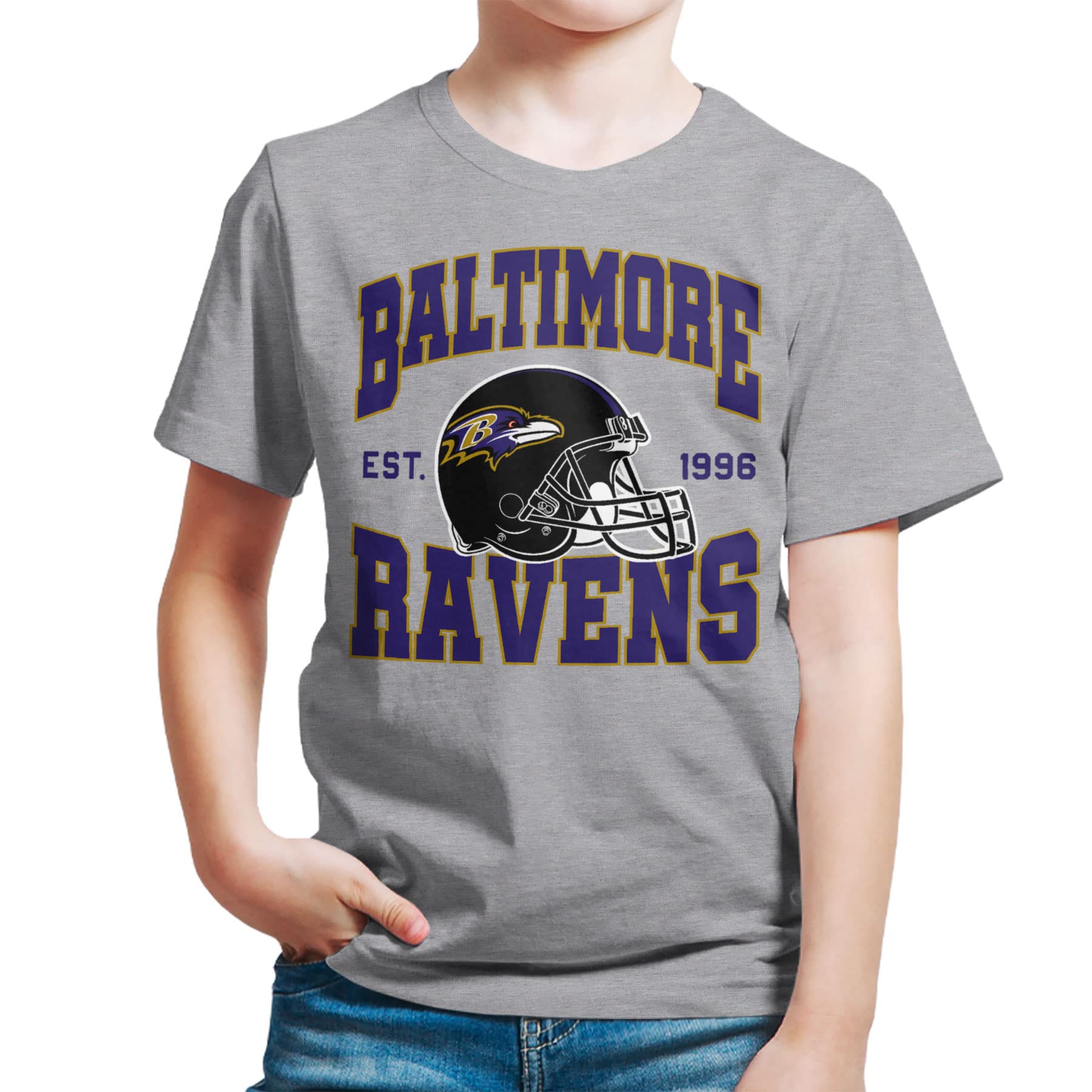 Junk Food Unisex Child Nfl Team Helmet Kids T-Shirt, Grey, Medium US Image