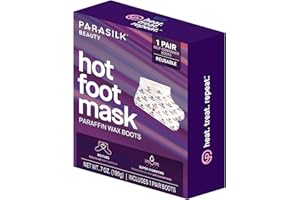 Parasilk Beauty Hot Foot Mask – 1 Pair Self Contained Paraffin Wax Boots for Intensive Hydration. Infused with Coconut Oil, Argan Oil, Marula Oil, and Vitamin E. One Size Fits Most