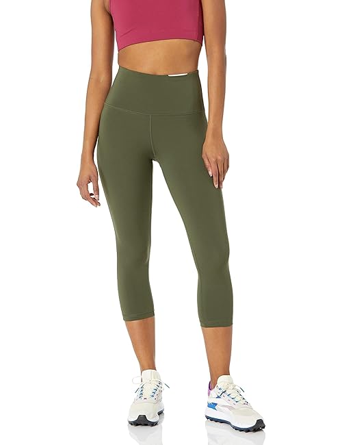 Amazon Essentials Women's Active Sculpt Workout Athleisure High Rise Capri Leggings (Available in Plus Size), Olive, 1X
