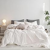 MooMee Upgraded Softer Duvet Cover Set 100% Washed Cotton Twill King | Thicker, Softer & More Substantial . Dense Twill Weave