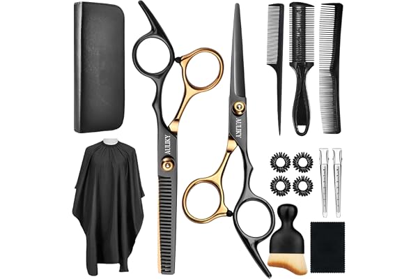 Hair Cutting Scissors Shears Kits, 15 Pcs Professional Hairdressing Scissors Set, Stainless Steel Hairdressing Shears Set Pro