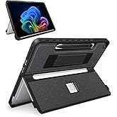 SSS·GRGB Protective Case for Microsoft Surface Pro 12 inch 2025 | Fall-Resistant Cover with Hand Strap | Compatible with Built-in Kickstand & Magnetic Slim Pen Storage & Type Cover Keyboard | Black