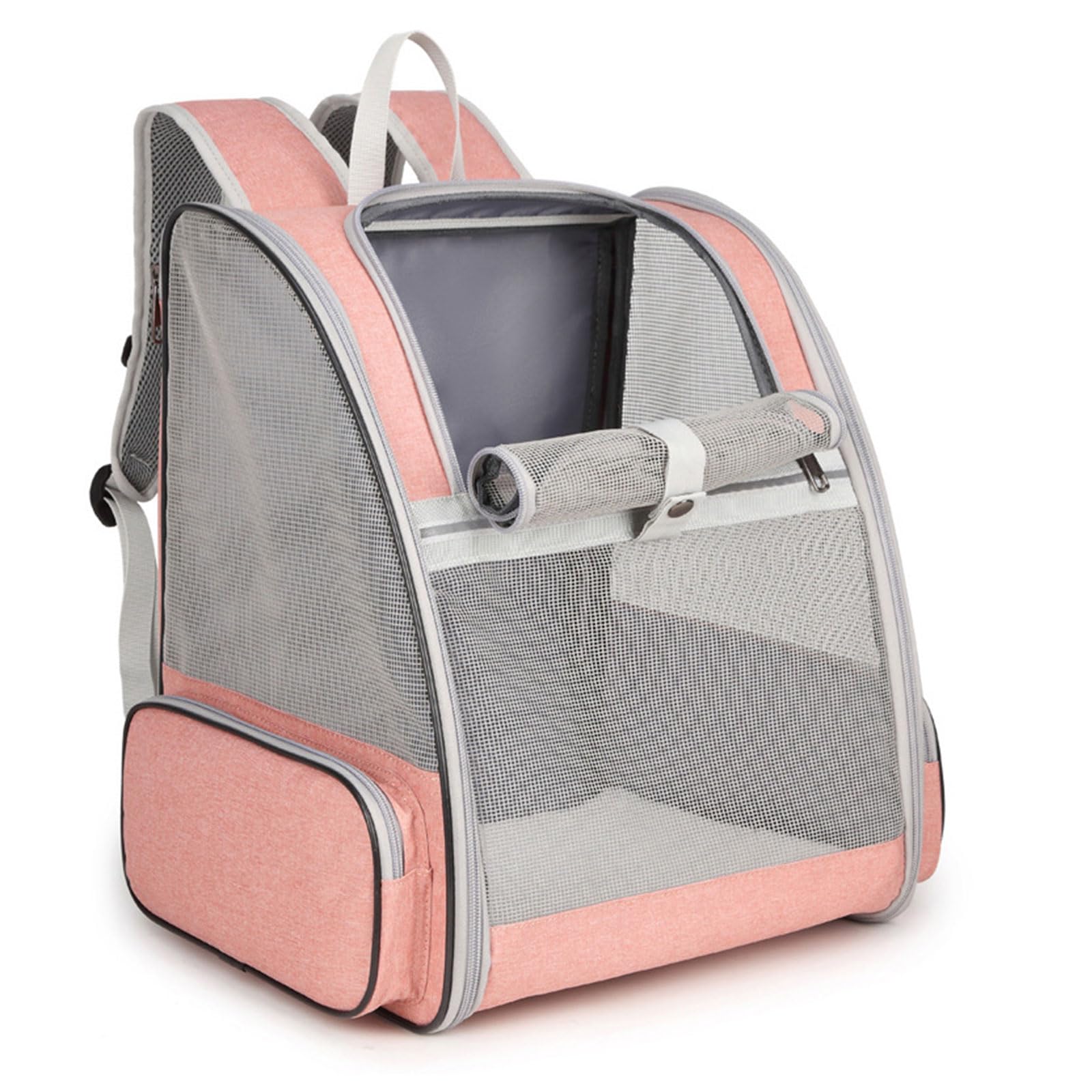 Hykiee Cat Dog Carrier Backpack for Small Medium Pet, Breathable Foldable Soft Sided Kitten Puppy Travel Bag with Front Opening-Mesh Window for Outdoor Travel Hiking Camping Carrying, Pink