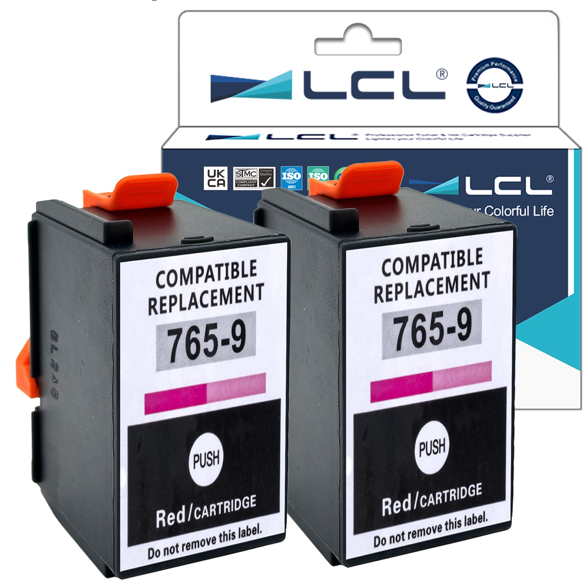 Photo 1 of LCL Compatible 765-9 Red Ink Cartridge Replacement for Pitney Bowes DM300C DM400C DM425C-ML DM425C-MM DM450C DM475C 3C00 4C00 5C00 6C00 Postage Meters (2-Pack)