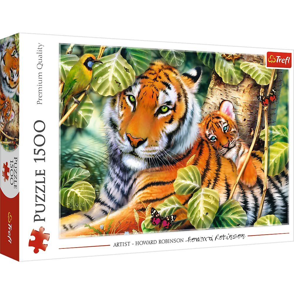Trefl Jungle Tigers - 1500 Piece Jigsaw Puzzles for Adults & Children - Safari Tiger Cub Wildlfie Animals Puzzle
