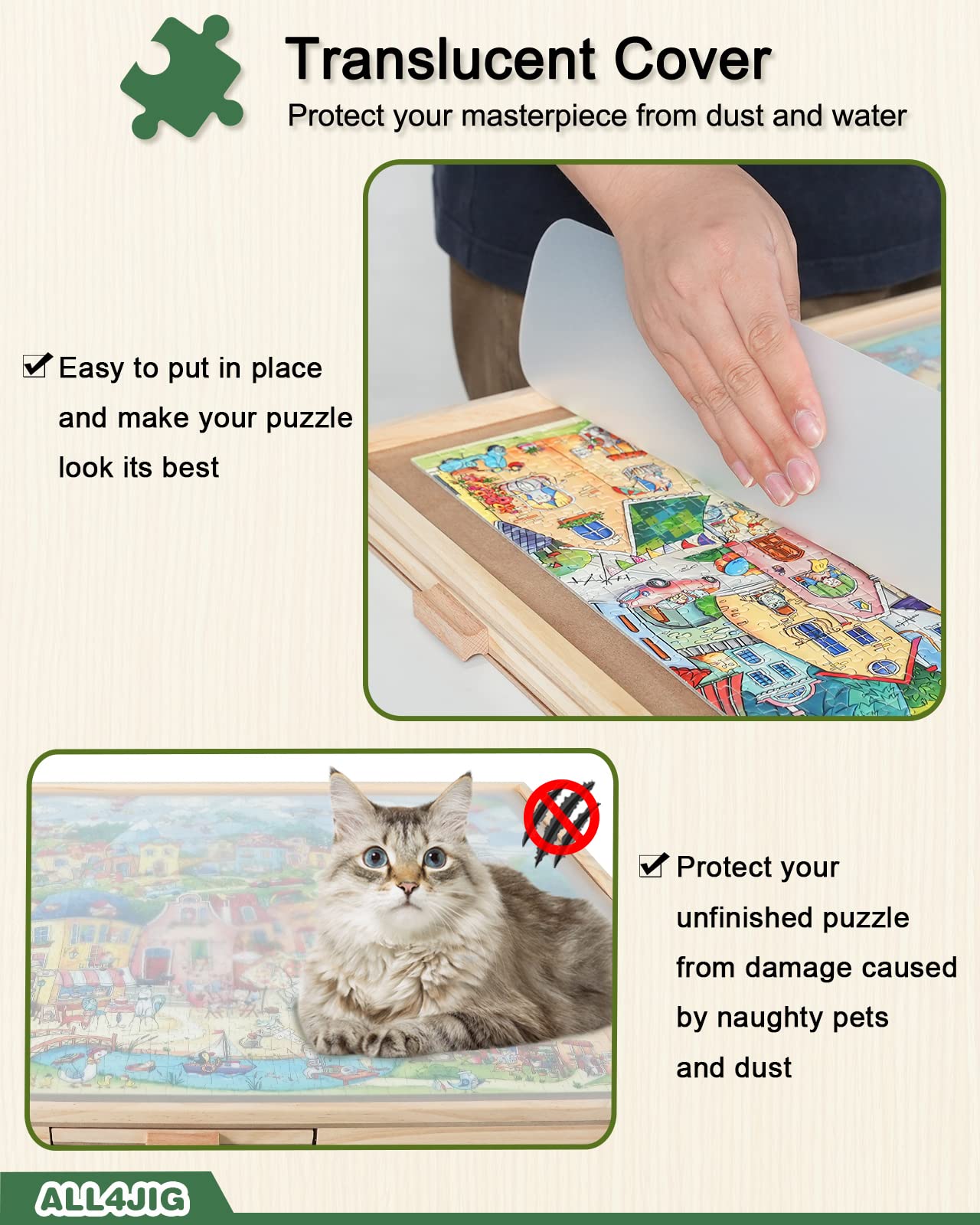 ALL4JIG 1500 Pieces Rotating Puzzle Board with 6 Drawers and Cover,25