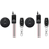Meskliu 12v Wireless Switch,Mini Remote Control Switches,DC5V/12V/24V/48V/10A Relay with 328FT Long Range,Remote ON/Off Switches for Car,Motor,Lamps,LED Lights,Fans (Pack of 2)