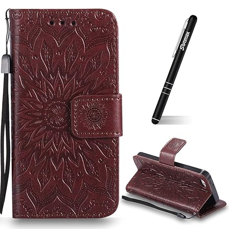 Slynmax Flip Handytasche für iPhone 5/5S/SE,Leder Hülle Ultra Dünn Handy Flip Leder Tasche Bunt Handyhülle Stoßfest Klapphüll