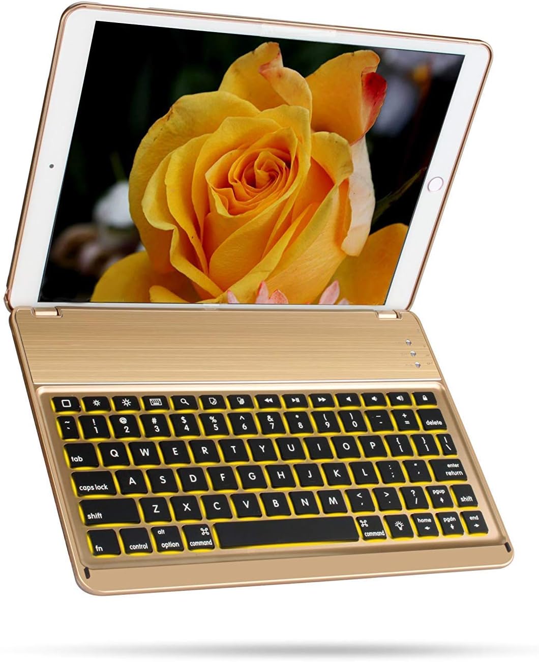 iPad Pro 10.5 Keyboard Case, Sounwill 7 Colors LED Backlit Responsive Keyboard with 135° Folio Protective Cover，Auto Sleep/Wake,Silent Typing,Smooth Buttons (for Model A1701/A1709) (Gold)