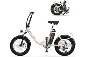 INVANTI Electric Bike, 20" Fat Tire Step-Thru Electric Bicycle, 900W Peak Motor 45 Miles 20MPH Top Speed, Dual Suspension & 7-Speed Folding Ebike for Adults with Rear Rack