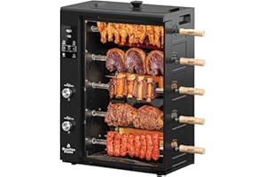 Brazilian Flame Fogo Series 2026 Model Gas Rotisserie Oven Grill Roaster with 5 Auto Rotating Skewers and Tray for Rotisserie Chicken, Brazilian Style BBQ Churrasco, Shawarma, Propane Grill (Black)