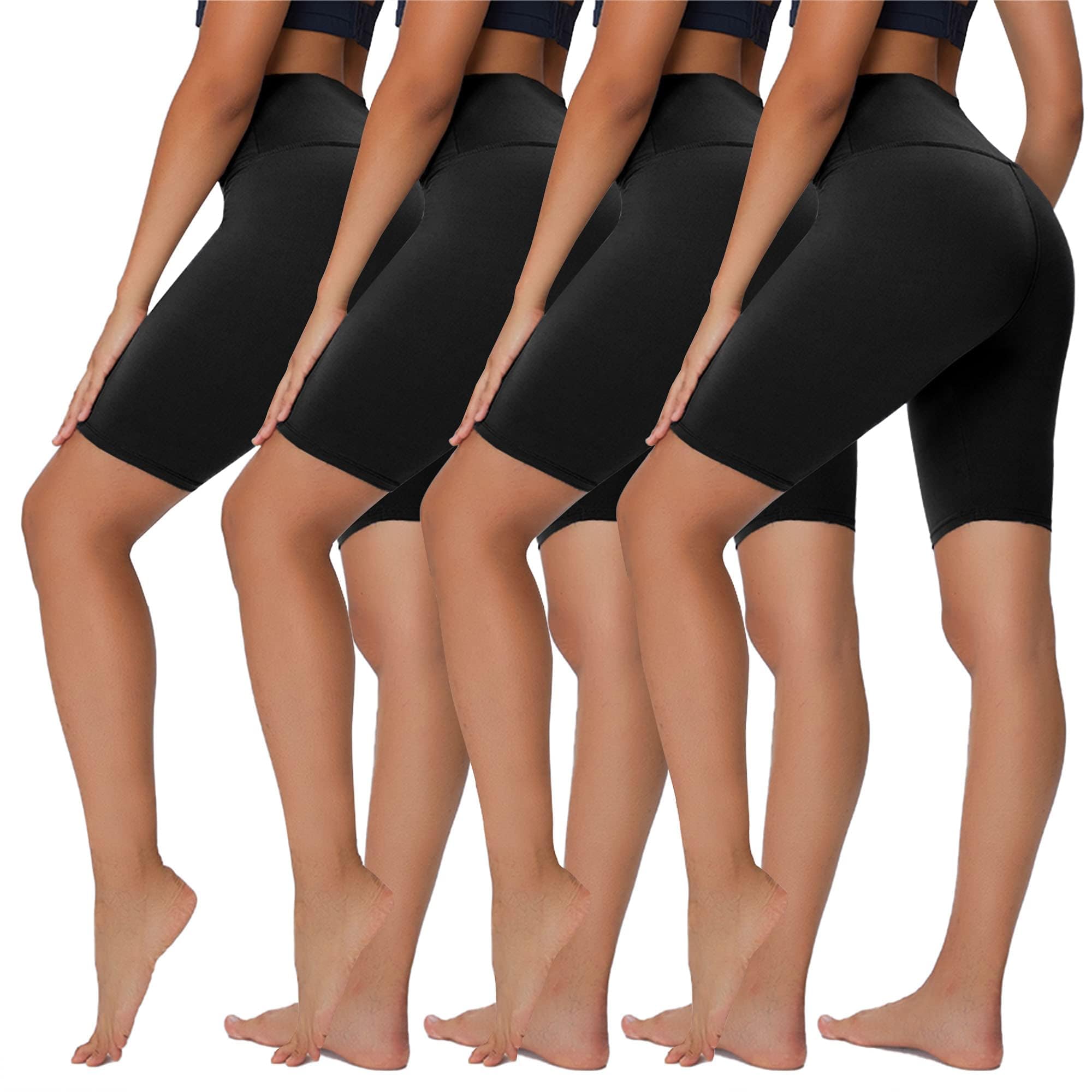 Photo 1 of Sundwudu 4 Pack Biker Shorts for Women - 8” High Waist Tummy Control Summer Workout Shorts for Running Yoga Athletic