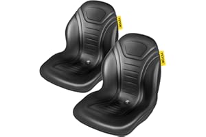 VEVOR Universal Tractor Seat Replacement 2 Pcs Compact High Back Mower Seat, Black Vinyl Forklift Seat, Central Drain Hole Skid Steer Seat with Mounting Bolt Patterns of 8" x 11.5" & 11.25" x 11.5"
