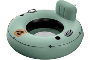 Siesta Float 48" Inflatable River Tube | Heavy-Duty Water Float w/Backrest & Cup Holders | 300 lbs | Repair Kit | Pool, Lake 