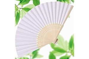 YARRD White Hand Held Fan Folding - Hand Fans for Women Ladies Folding Fans for Girls Folding Fan Foldable Bamboo Fan Silk Fan Hand Fan Folding Hand Fans for Wedding Fan Hand Fans Foldable for Décor