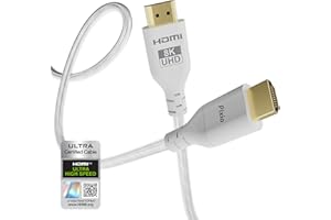 Pixio White 8K HDMI 2.1 Cable Ultra Certified Ultra High Speed 10FT 8K 60Hz 4K 120Hz Nylon Braided, Gold Plated Connector, Anti-Breakage, HDR10+, dtsx, eARC, HDCP, Dolby Compatible