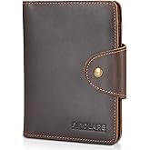 Polare Full Grain Leather Slim and Soft RFID Blocking wallet For Men Snap Bifold Travel Wallet Passport Holders 2 Passports (Dark Brown)