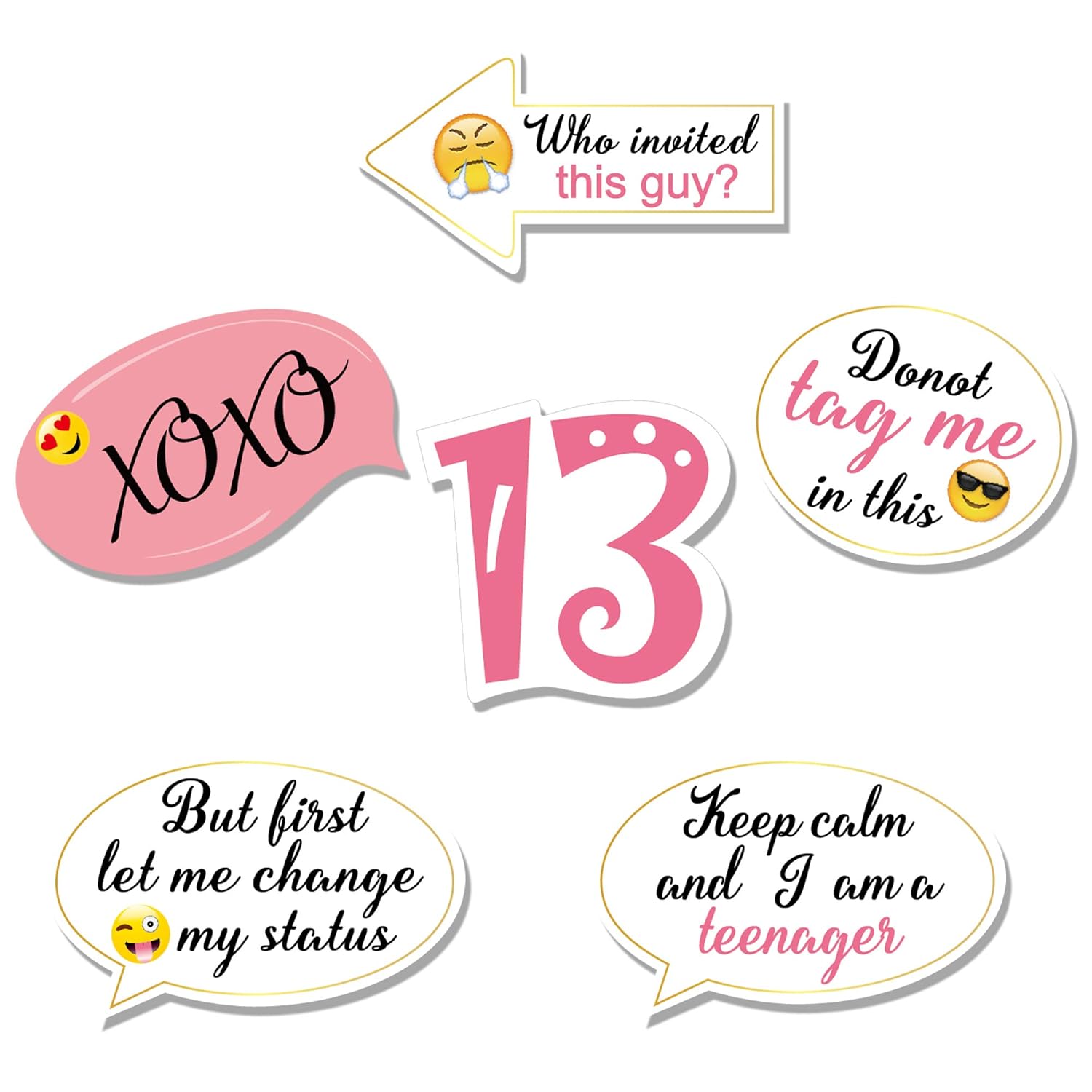 Howaf 48Pcs 13 Anni Compleanno Photo Booth foto Props Accessori decorazione fai da te occhiali Maschere Photo Booth Puntelli per 13 /&deg; festa di compleanno