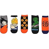 Everything Legwear Dragon Ball Z Socks Gifts (5 Pair) - (1 Size) Dragon Ball Z Merchandise Anime Goku, Piccolo Low Cut Socks Women & Men's
