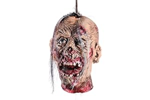D-FOKES Halloween Decoration Props, Scary Hanging Severed Head Life-Size Bloody Latex Zombie Head for Haunted House Halloween Party Yard Bar Decor