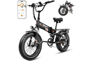 Jasion X-Hunter ST/PRO Foldable Electric Bike with 20'' Fat Tire,Up to 71-80 Miles Range Ebike,1400W/1800W Peak Motor,Top Speed 30+MPH E Bike,Full Suspension & Dual Hydraulic Disc Brakes Bicycles