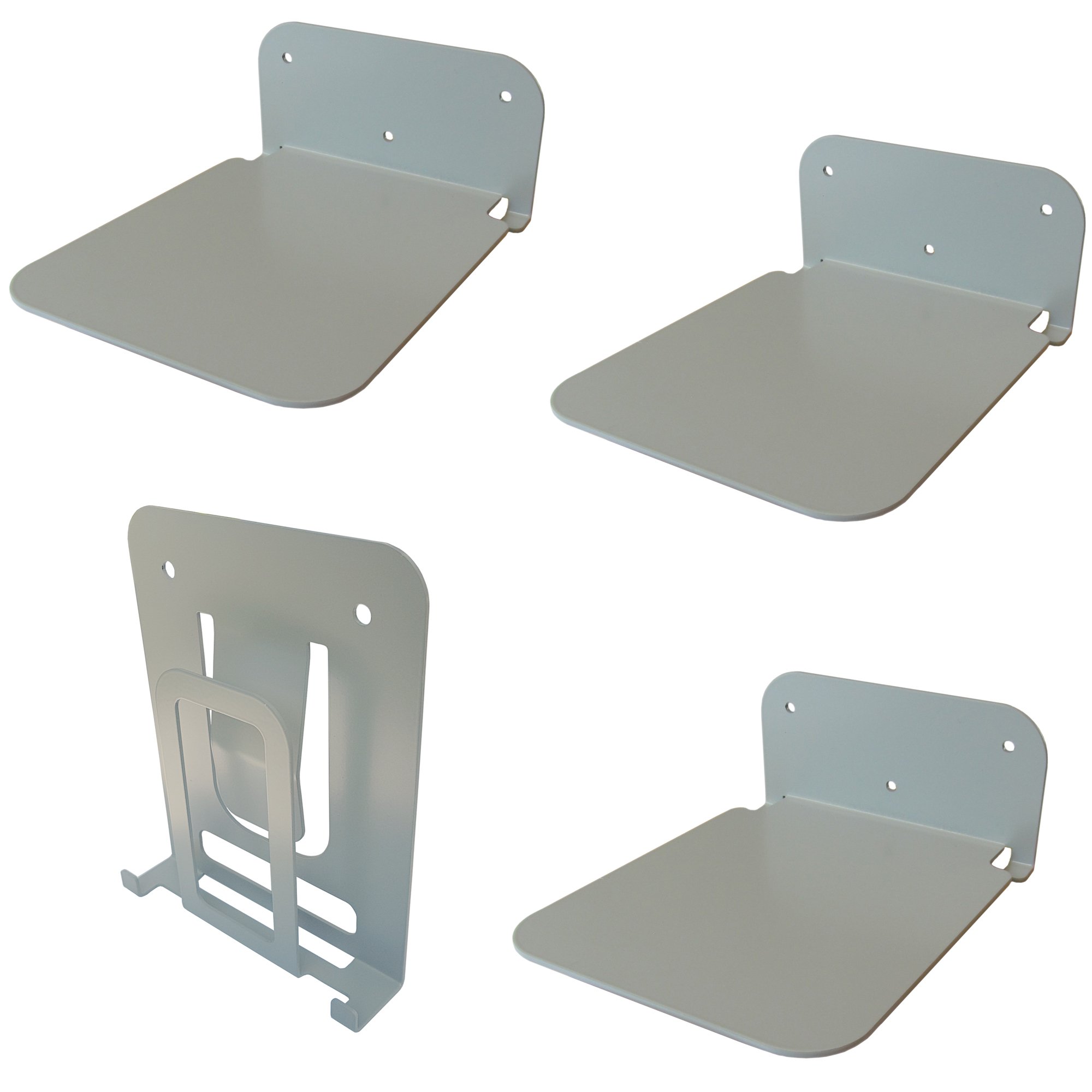 Galleksa Invisible Vertical Concealed Floating Metal Bookshelf Wall Mounted Storage for Home Room Creative Decoration Book Display Silver (3 + 1xVertical)