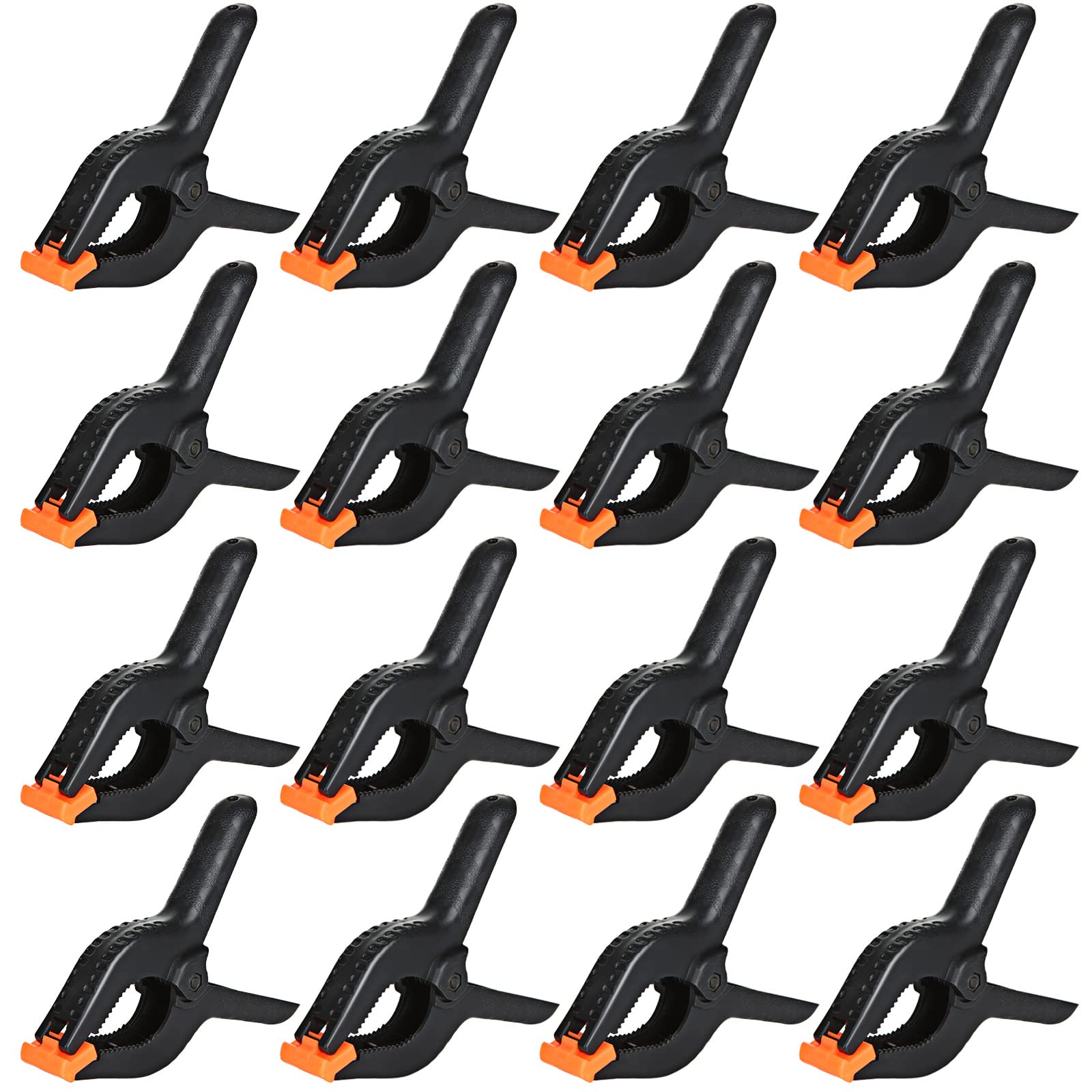 LOLYSIC 16Pcs Plastic Spring Clamps, 6 Inch Nylon Spring Clamps Clips, Heavy Duty Quick Grip Clamp for Photo Studio Backdrop Fabric Background Muslin Woodwork Artwork