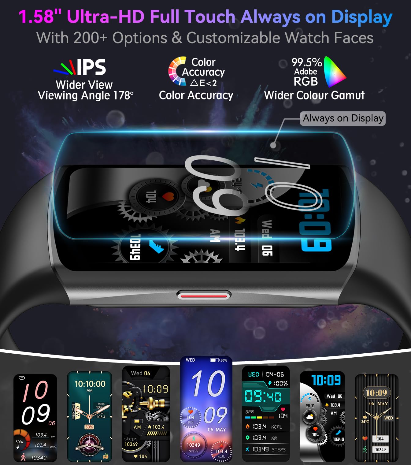 Smart Watch Fitness Tracker with 24/7 Heart Rate, Blood Oxygen Blood Pressure Monitor Sleep Tracker 120 Sports Modes Activity Tracker Step Calorie Counter IP68 Waterproof for Andriod iPhone Women Men - Image 2