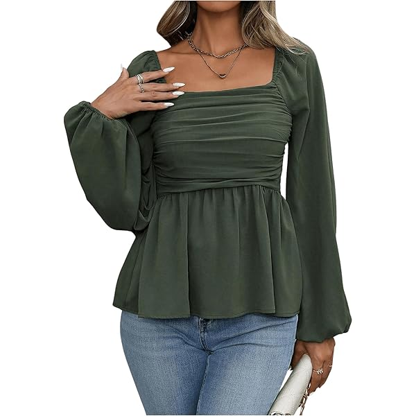 OYOANGLE Women's Off Shoulder Wrap V Neck Bishop Long Sleeve