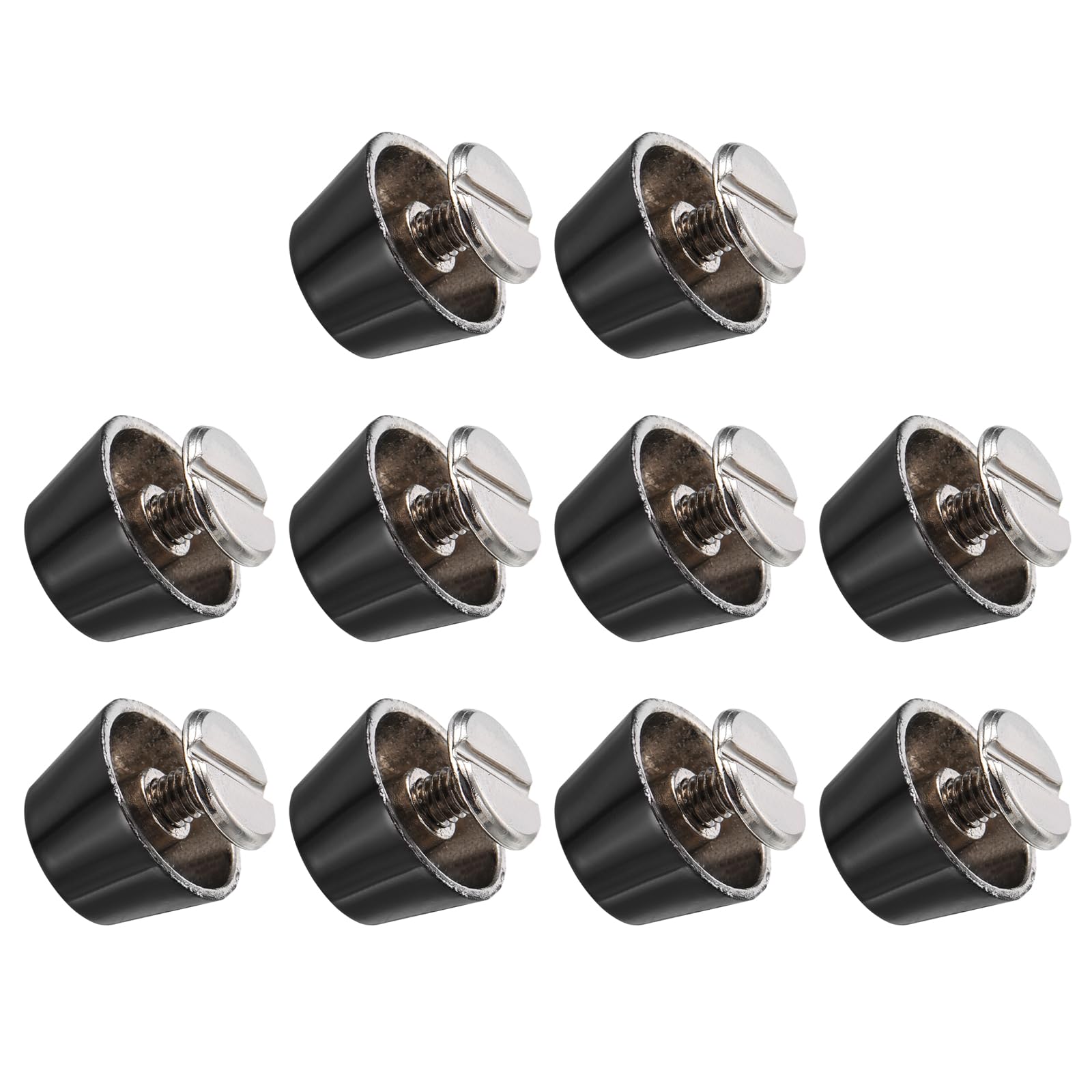 METALLIXITY Screw Back Stud Spike (12x7mm) 10pcs, Flat Head Stud Rivets - for Leather Crafts Purse Bags, Bright Black