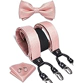 DiBanGu Paisley Bow Tie and Supenders for Men Tuxedo Heavy Duty 6 Clips Suspender Adjustable Y-Shape Mens Trouser Braces