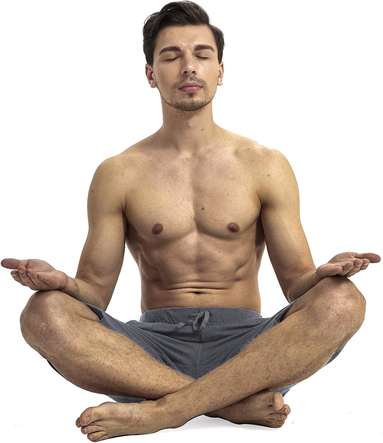 N-A Men's Yoga Shorts Cotton Running Athletic Sweat Loose Long Shorts with Pockets for Indoor Home Gym Exercise: Clothing