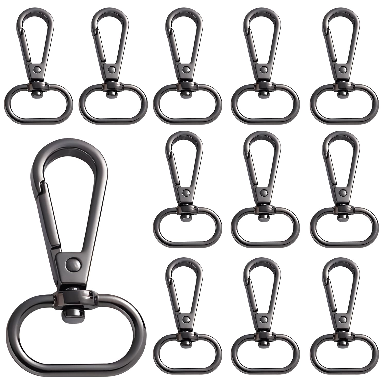 12 Pcs Swivel Snap Hooks Keyring Clip Lanyard Snap Hooks Key Chain Clip Swivel Claw Clasp Metal Keyring Key for Puppy Chains, Bags, Key Rings (Black)