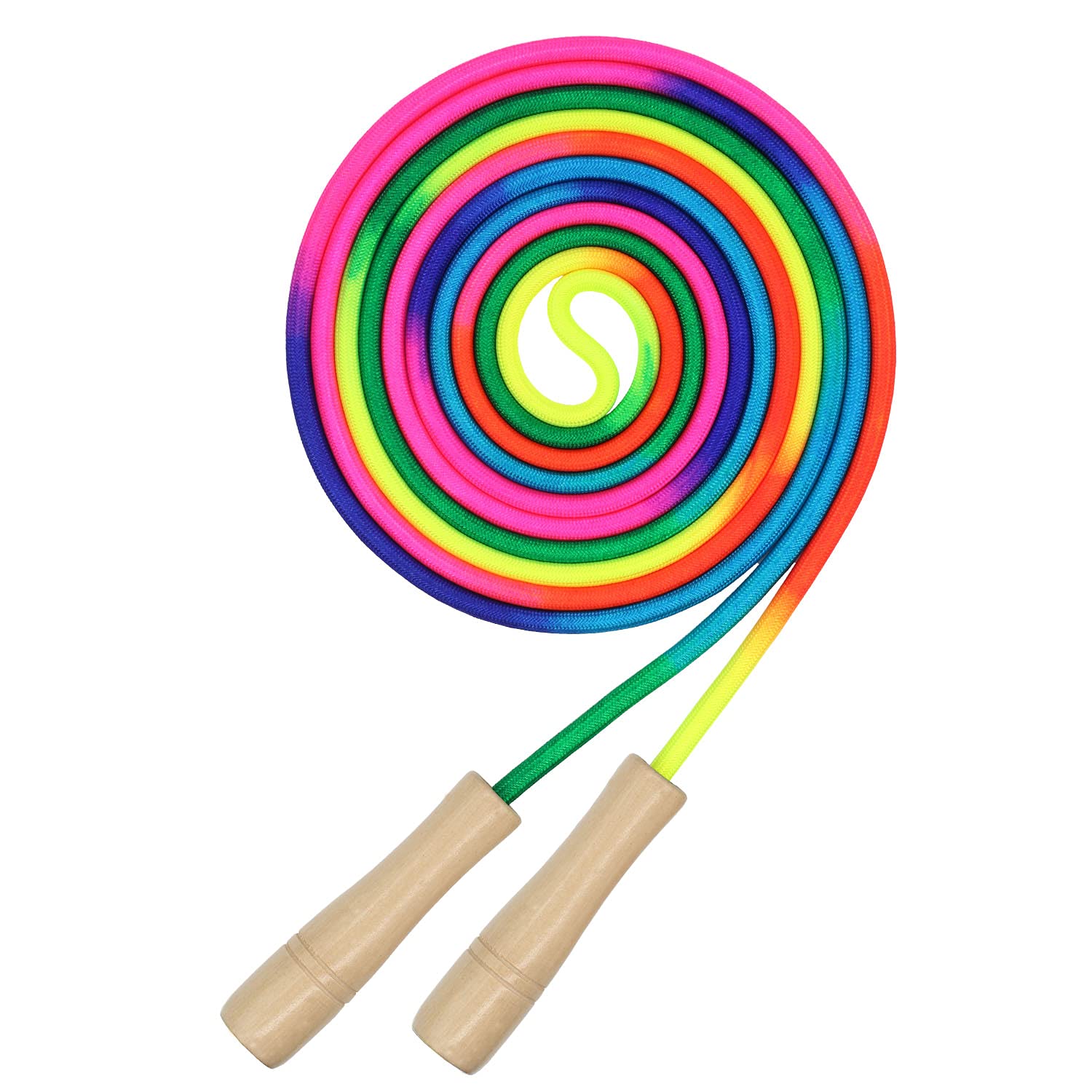 Photo 1 of 16 FT Long Jump Rope for Kids, 1 Pack Double Dutch Skipping Rope with Wooden Handle, Multiplayer Rainbow Jumping Rope for Outdoor Fun, School Sport, Party Game