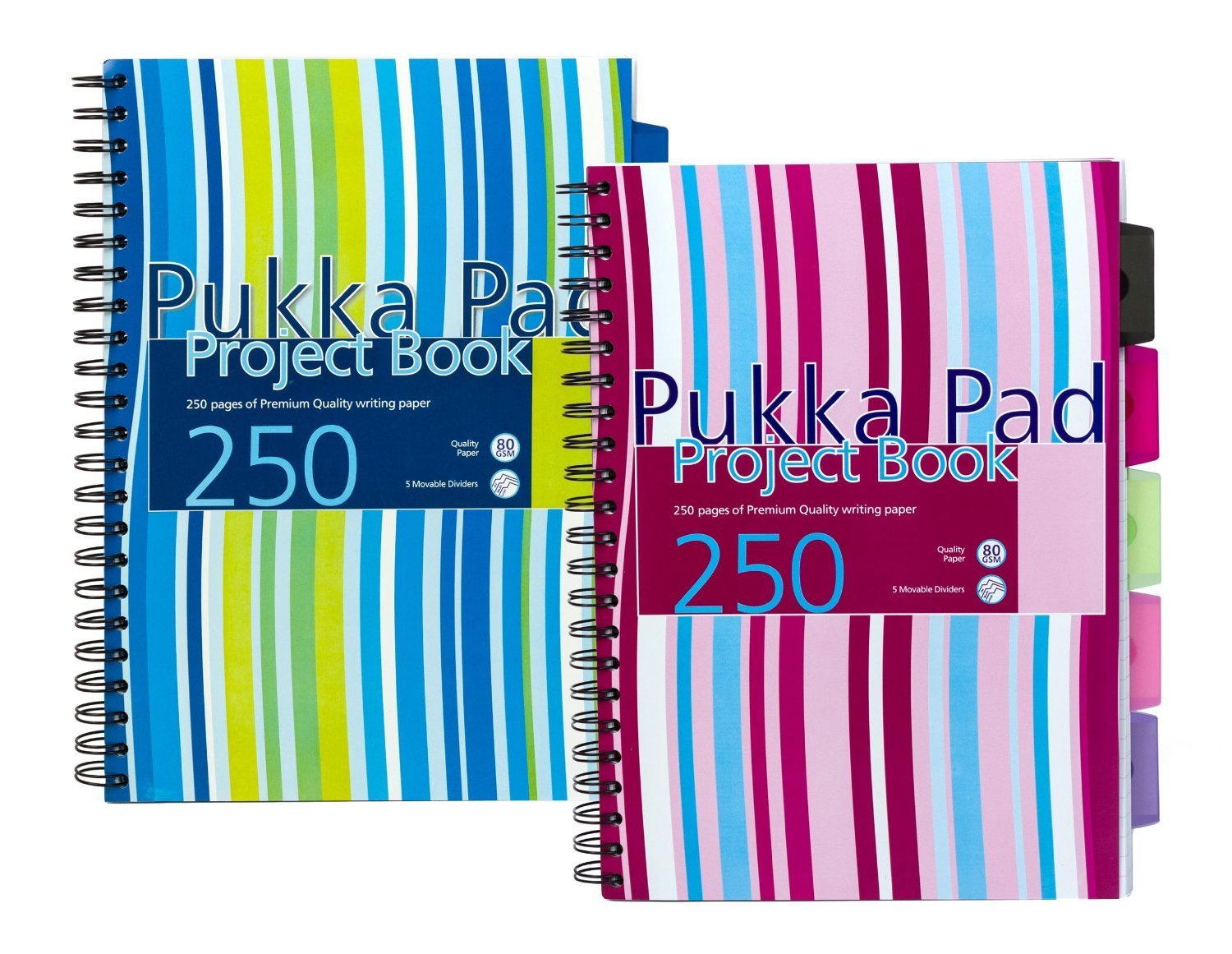 3 X Project Pads A4 80gsm 5 Coloured Movable Dividers