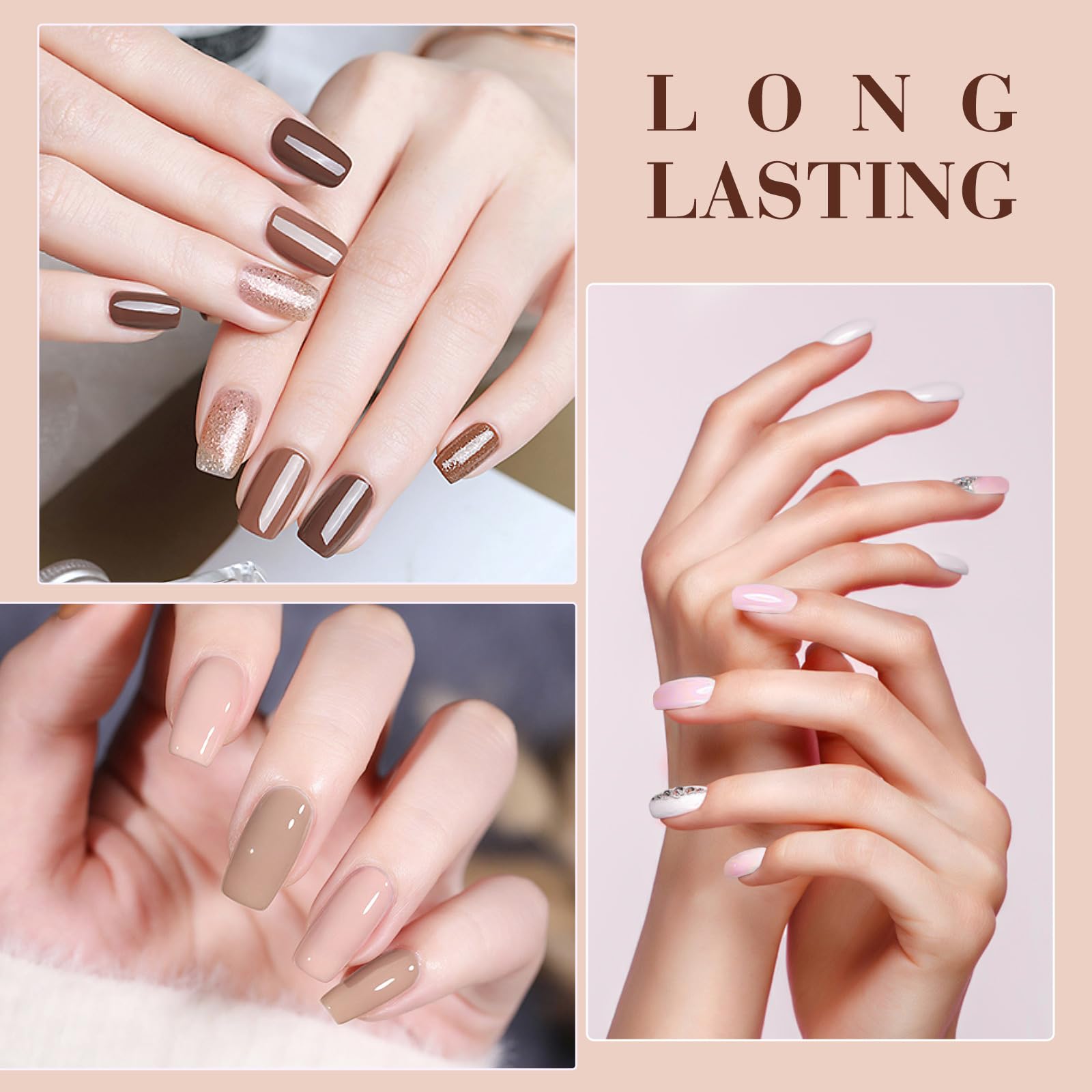 CANNI Gel Nail Polish Kit -6 Colors Nude Pink 9ML Gel Polish Set Skin Tones French Nail Neutral Brown Soak Off Gel Nail Kit Manicure DIY Manicure Salon DIY - Image 3