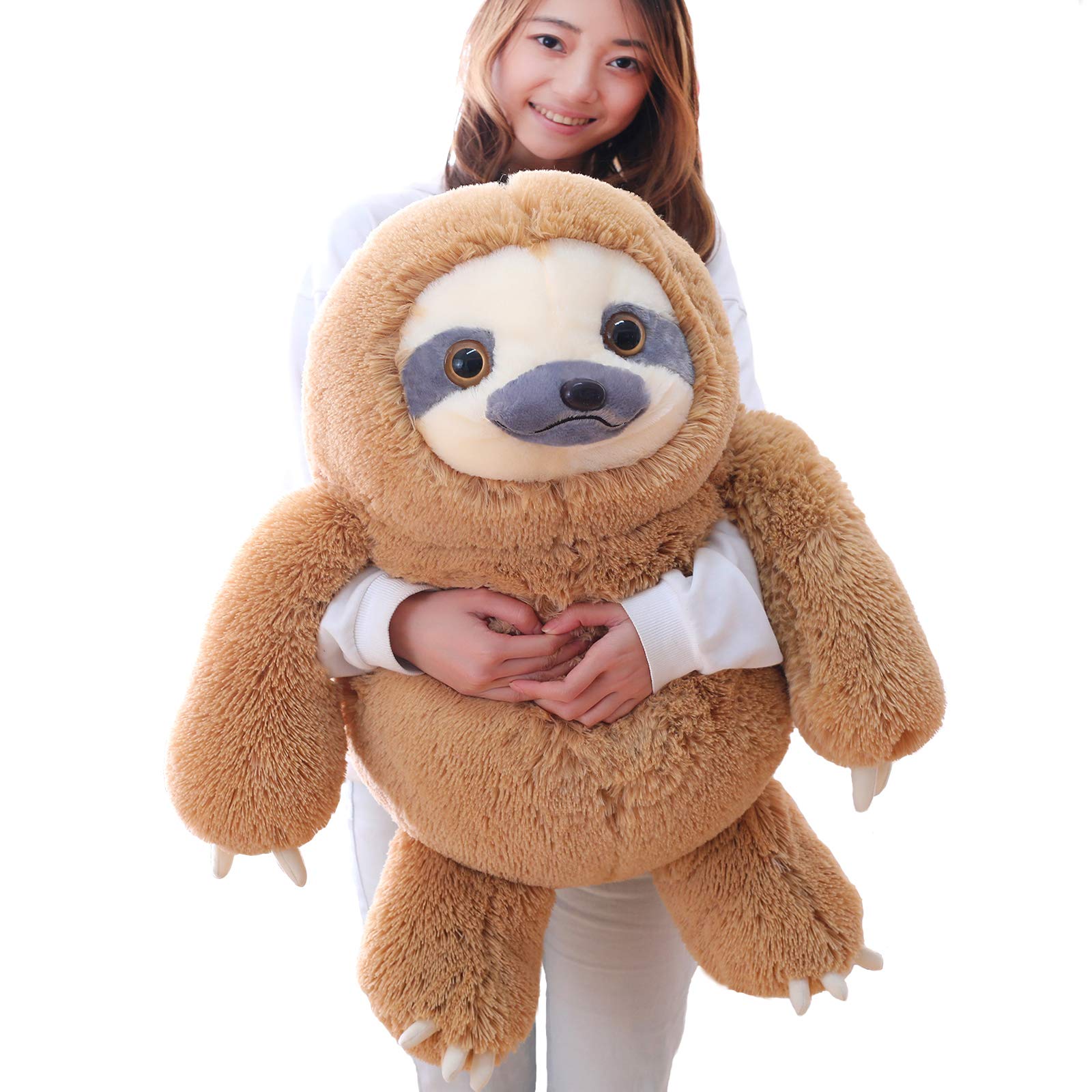 Winsterch Giant Stuffed Animal, Big Sloth Stuffed Animals Plush Sloth Toy Large Stuffed Sloth Animal Gift for Kids,Boy,Girls, (Brown,27.5 in) Image