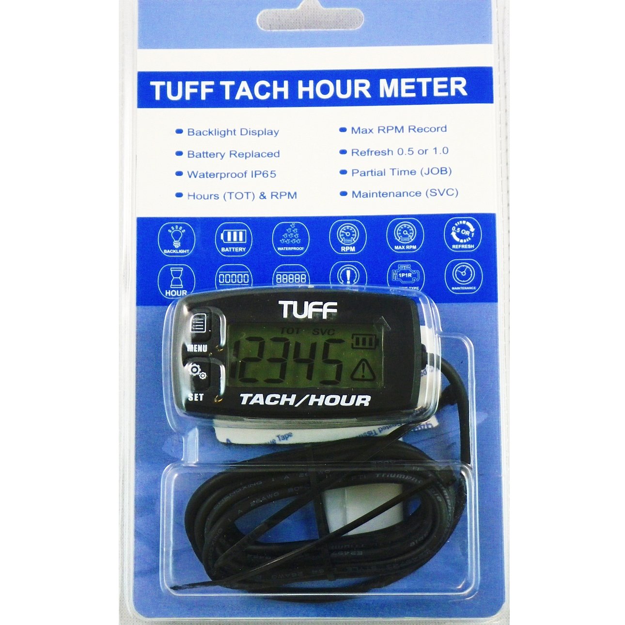New Tach Hour Meter Tachometer RPM Gauge Lighted Display ATV PWC Outboard