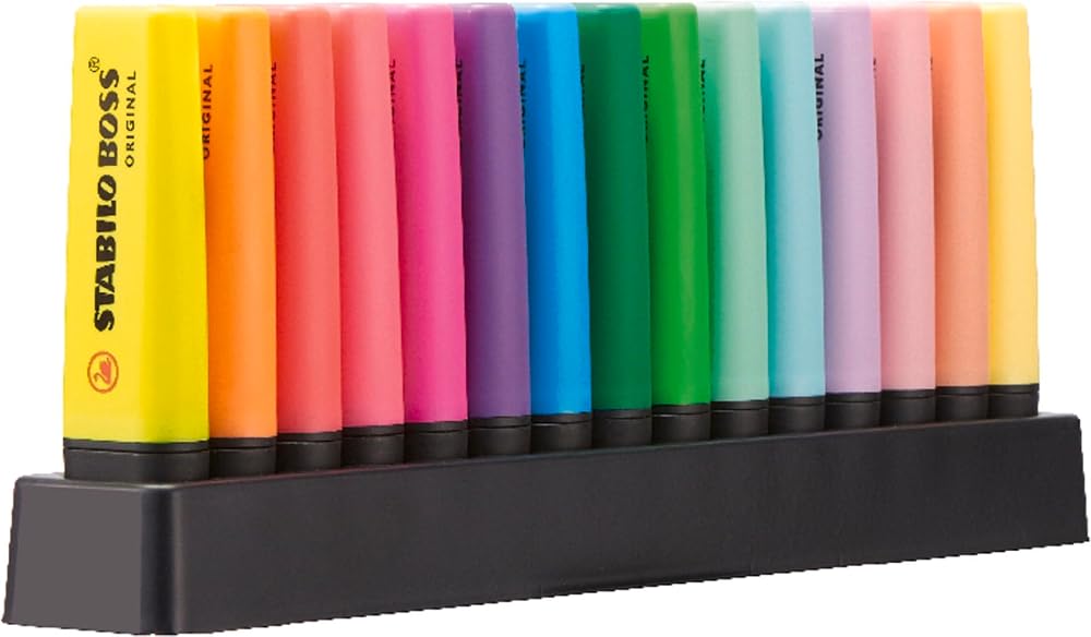 STABILO BOSS ORIGINAL Highlighter Deskset 15 with 9 Neon and 6 Pastel Colours