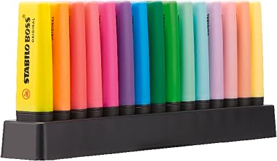 STABILO BOSS ORIGINAL Highlighter Deskset 15 with 9 Neon and 6 Pastel Colours